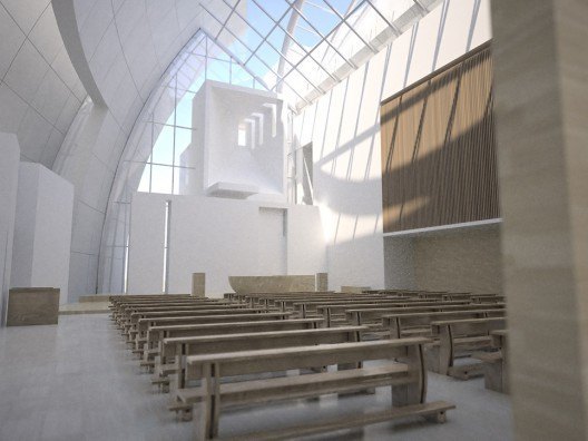 Infografía 3D Interior Iglesia del Jubileo de Richard Meier por Bonet Arquitectos